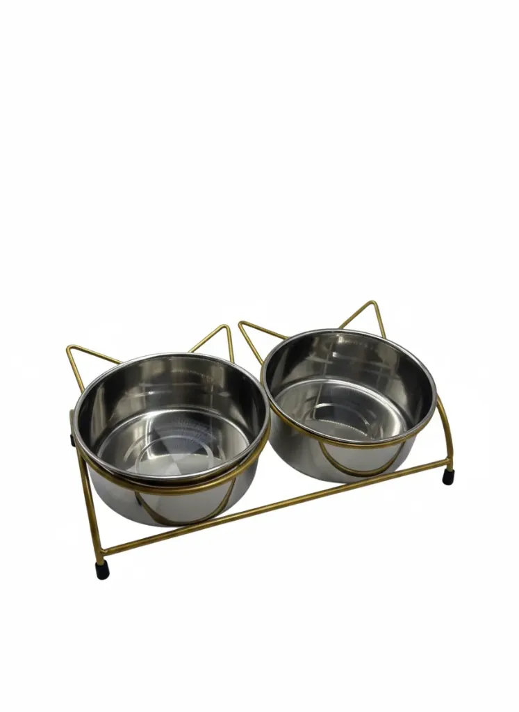 [OME-0315] COMEDERO DOBLE BASE METALICA (OREJITAS)