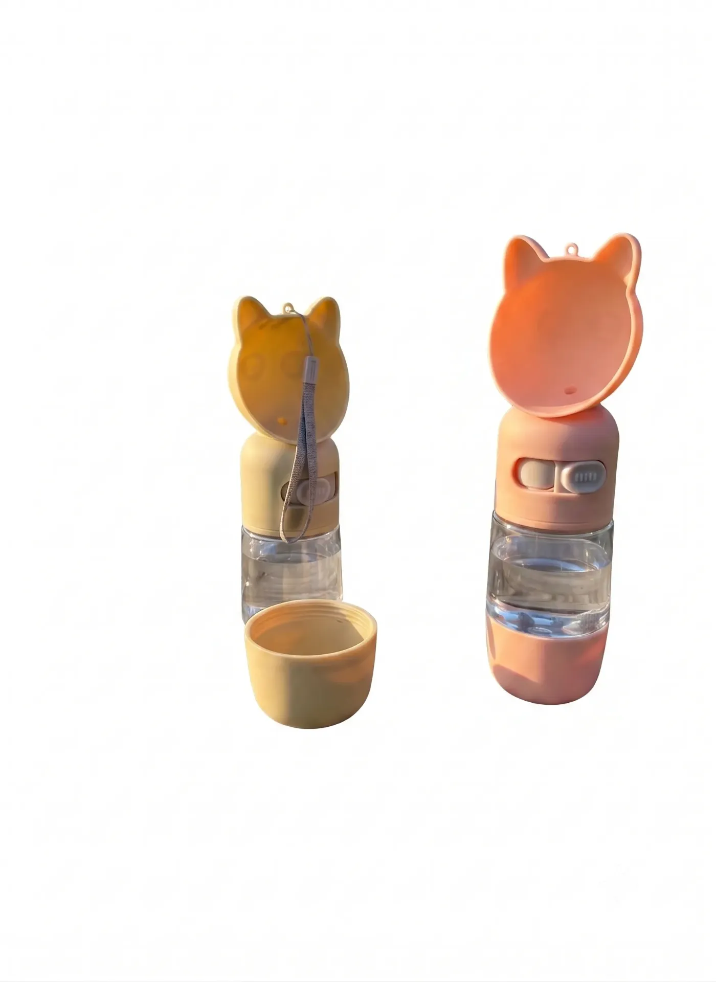 [OME-0629] BEBEDERO PORTATIL PARA MASCOTAS  - CON PORTA ALIMENTOS - 300 ml