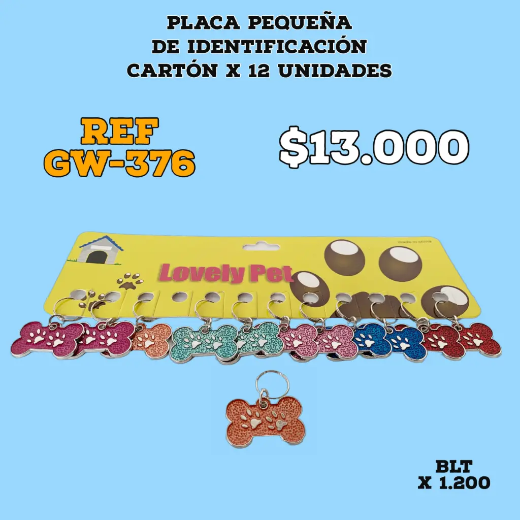 [GW-376] PLACA HUESO DE COLORES - DISPLAY X 12