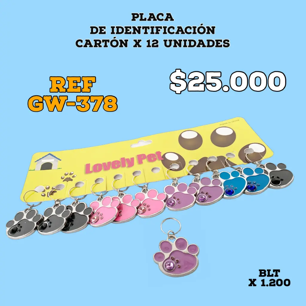 PLACA HUELLITA COLORES - DISPLAY X 12
