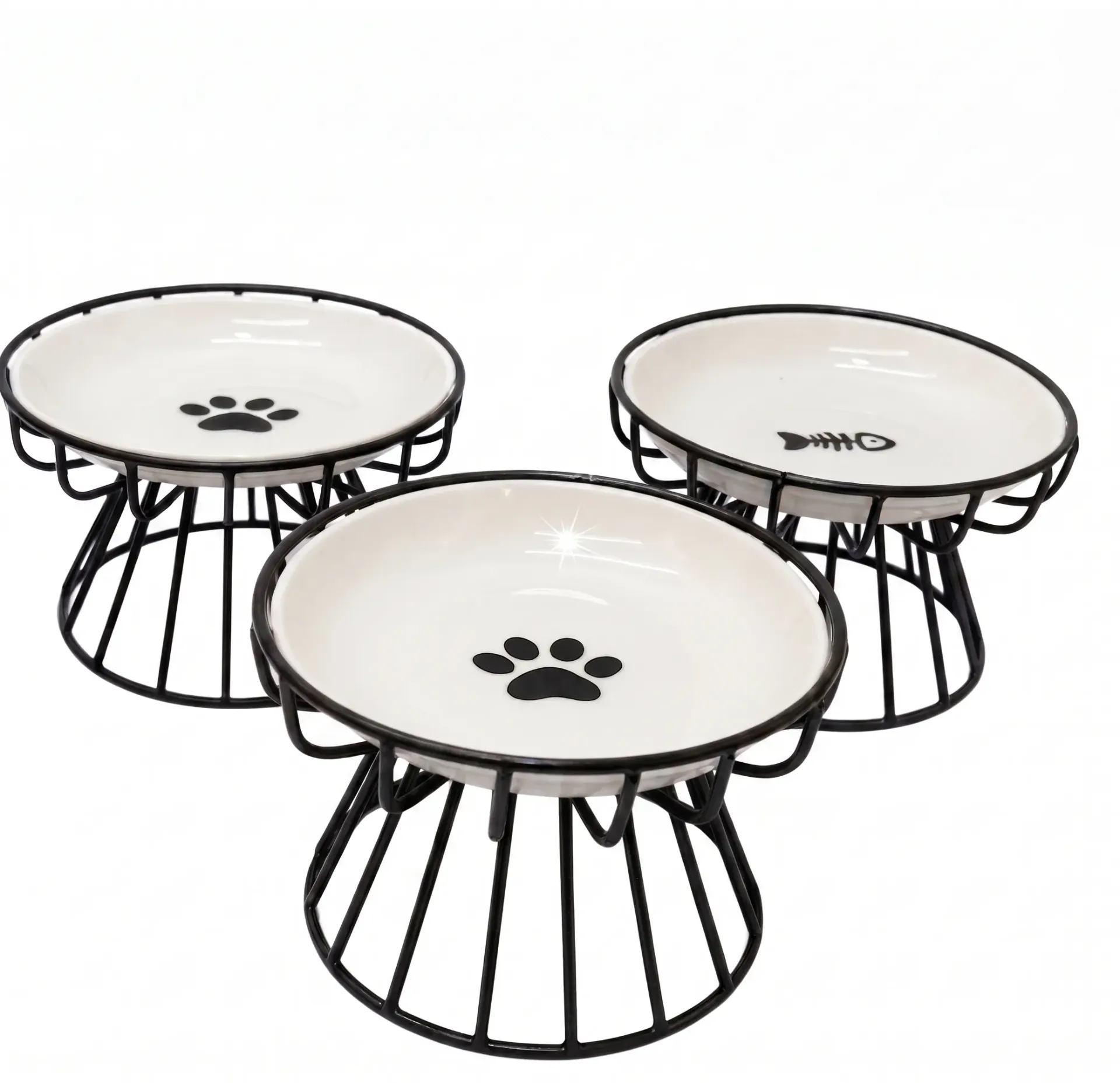 COMEDERO PARA MASCOTAS  EN CERAMICA - BASE METALICA