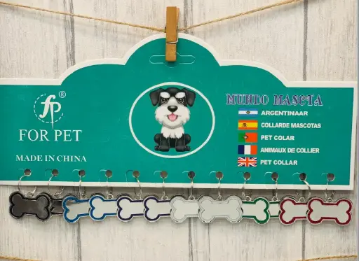 [PW-6014] PLACA TIPO HUESO - PLATEADA CON BORDE