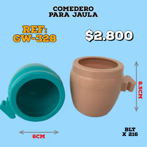 [GW-328] COMEDERO PARA JAULAS - EN FORMA DE HUEVO - CON BORDE