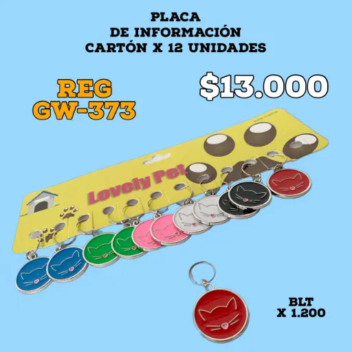 [GW-373] PLACA CIRCULO GATO - DISPLAY X 12