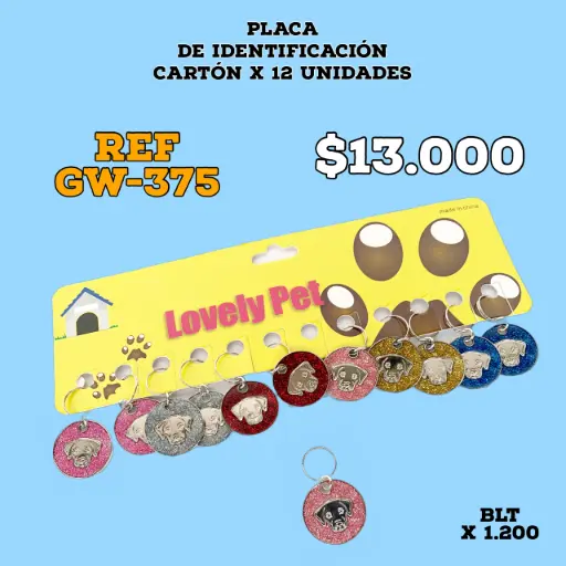 [GW-375] PLACA REDONDA PERRO - DISPLAY X 12